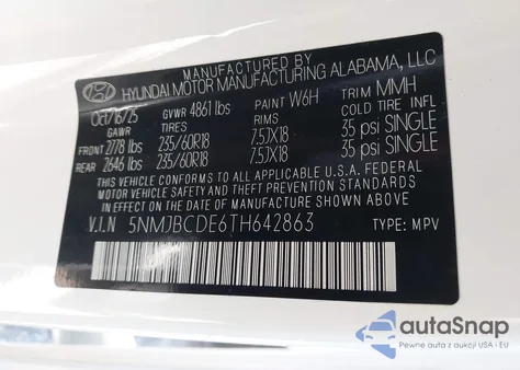 2026 Hyundai Tucson Sel from USA, damaged, VIN 5NMJBCDE6TH642863